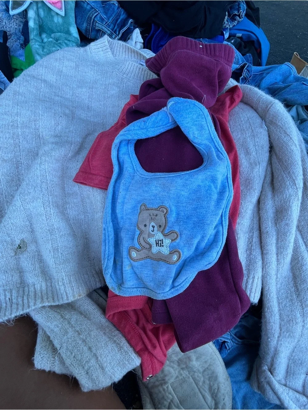 Blue Baby Bib with Teddy Applique - Kids Accessories